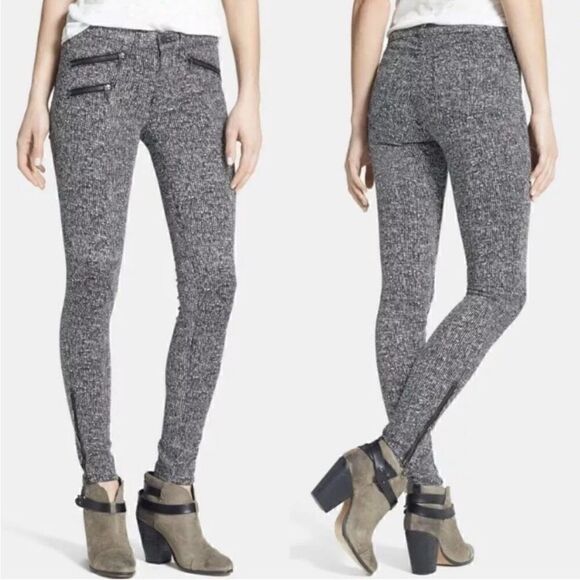EUC Rag & Bone Linton zip tweed skinny jeans in size 27 black white - Picture 1 of 9